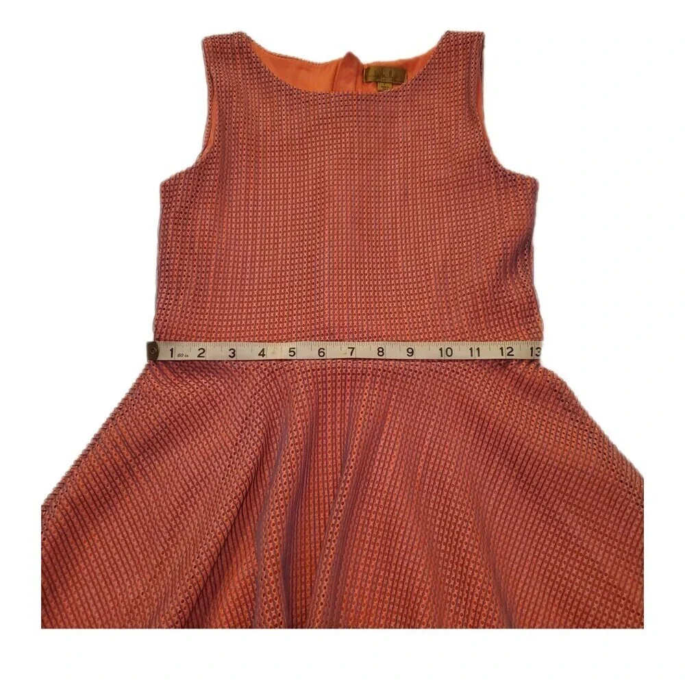 Nicole Miller Girls Coral & Blue Mesh Overlay High Lo Skater Dress, L